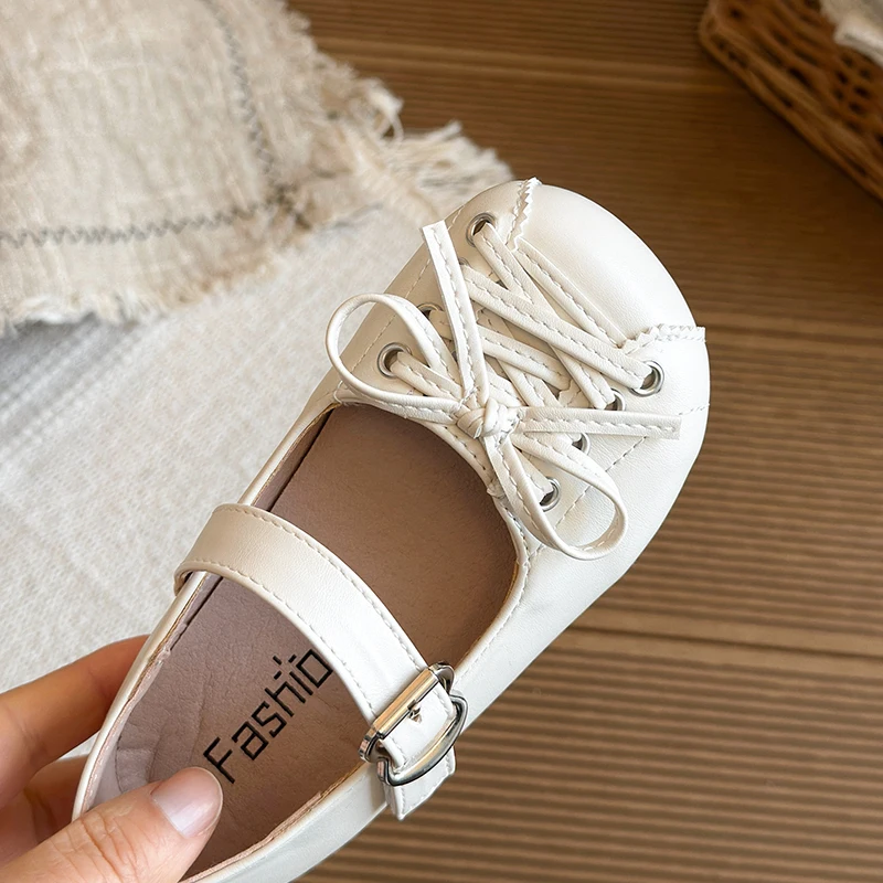 Zapatos de cuero para niña con lazo en fiesta, antideslizantes - imagen 3