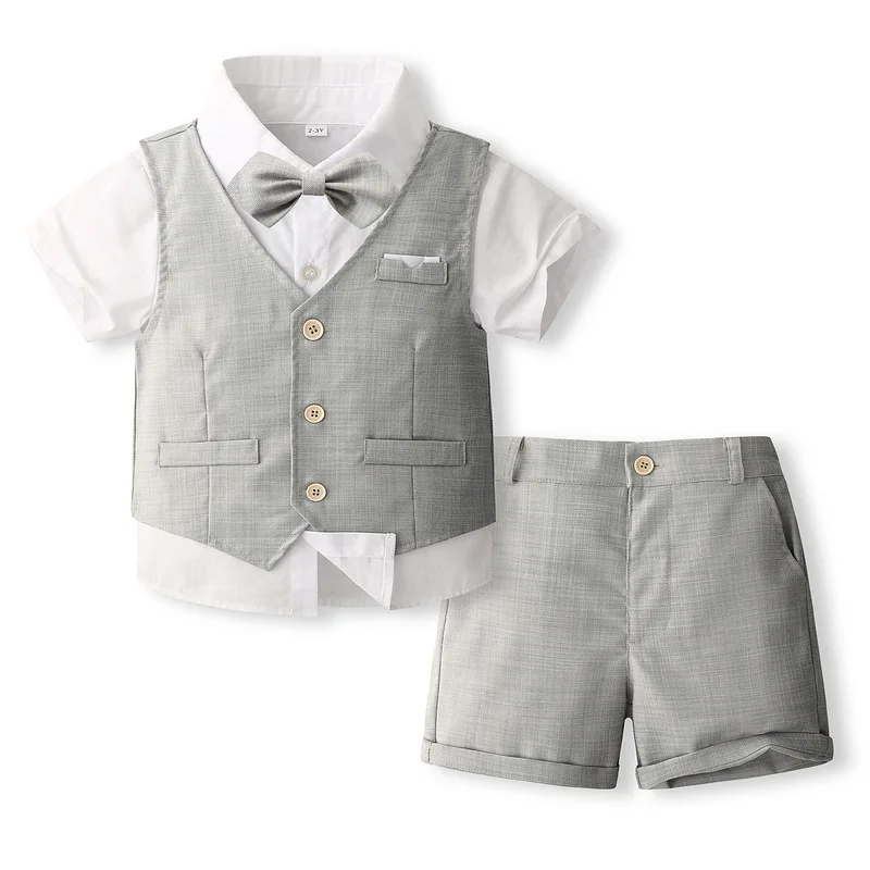 Conjunto de verano de niño pequeño con chaleco y corbata - imagen 2
