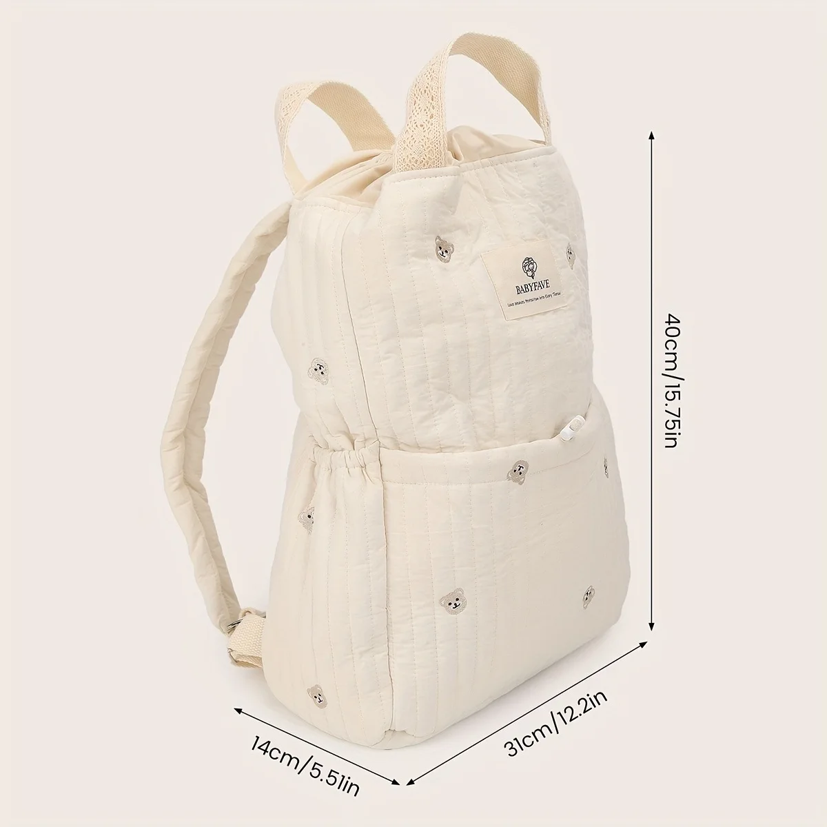 Bolsa de pañales portátil mochila maternidad con oso y gran capacidad