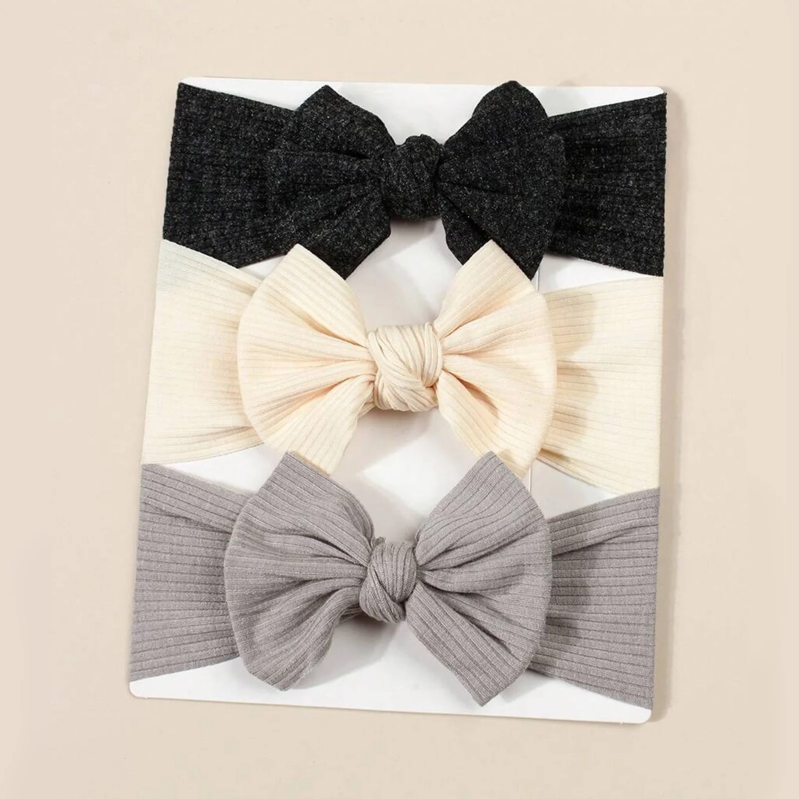 Diadema tejida con lazo para bebé, pack de 3