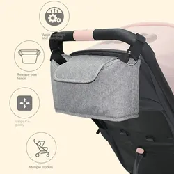 Organizador de cochecito grande con bolsa y portavasos para biberones