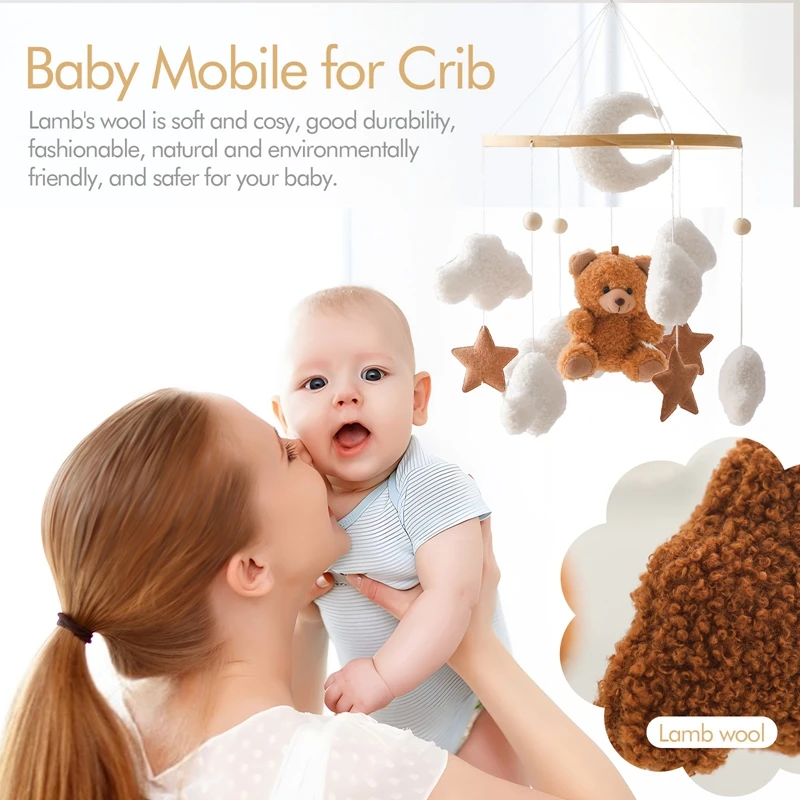 Móvil de cuna con osito de peluche y música suave - regalo bebé - imagen 2