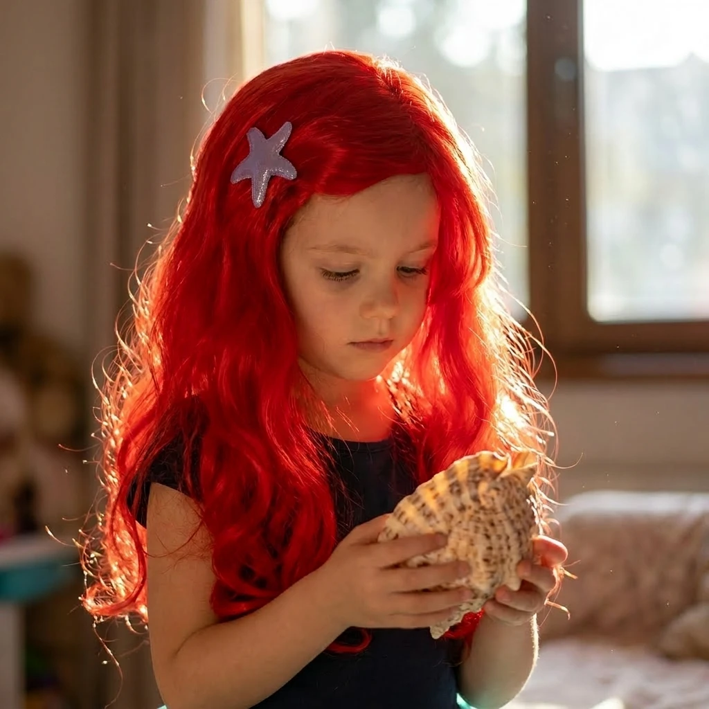 Peluca infantil roja larga ondulada para niña, pelo rizado - imagen 5