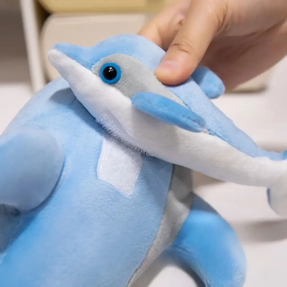 Peluche delfín azul tierno suave de vida marina para sofá infantil - imagen 3