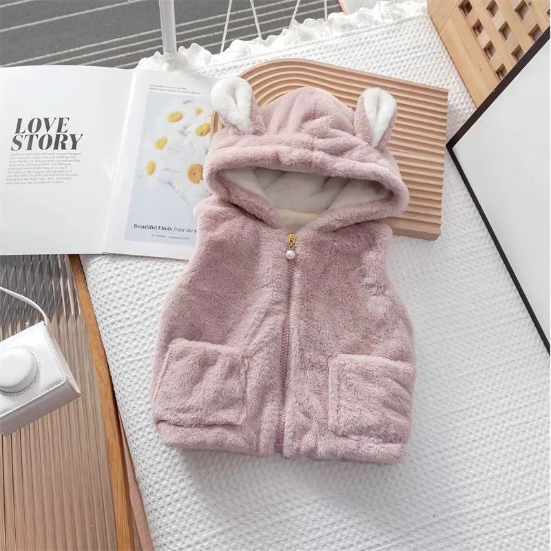 Chaleco acolchado cálido de invierno para niñas con capucha - imagen 5
