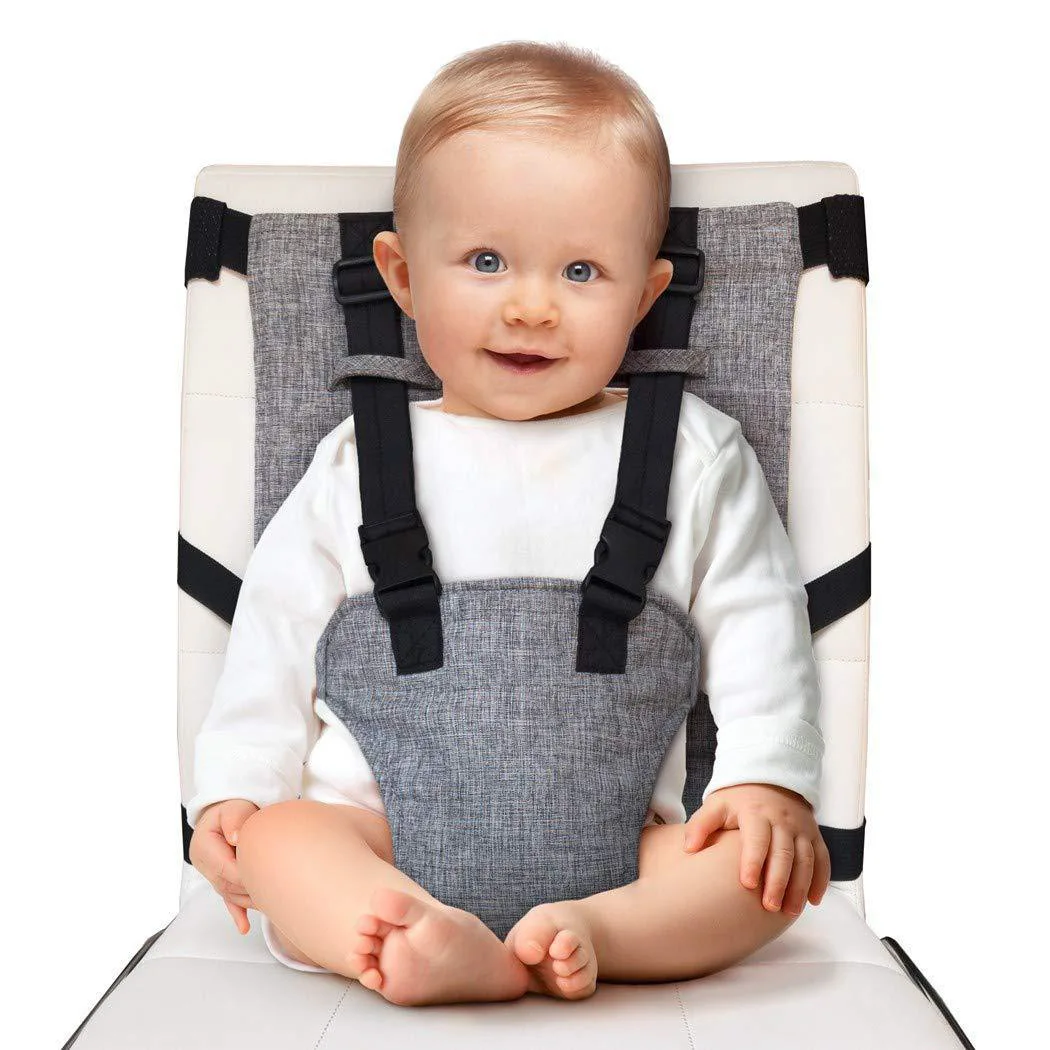 Silla alta portátil para bebé con arnés de seguridad