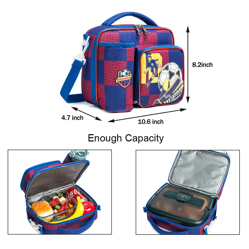 Bolsa de almuerzo infantil con bolsillos para botella y utensilios - imagen 3