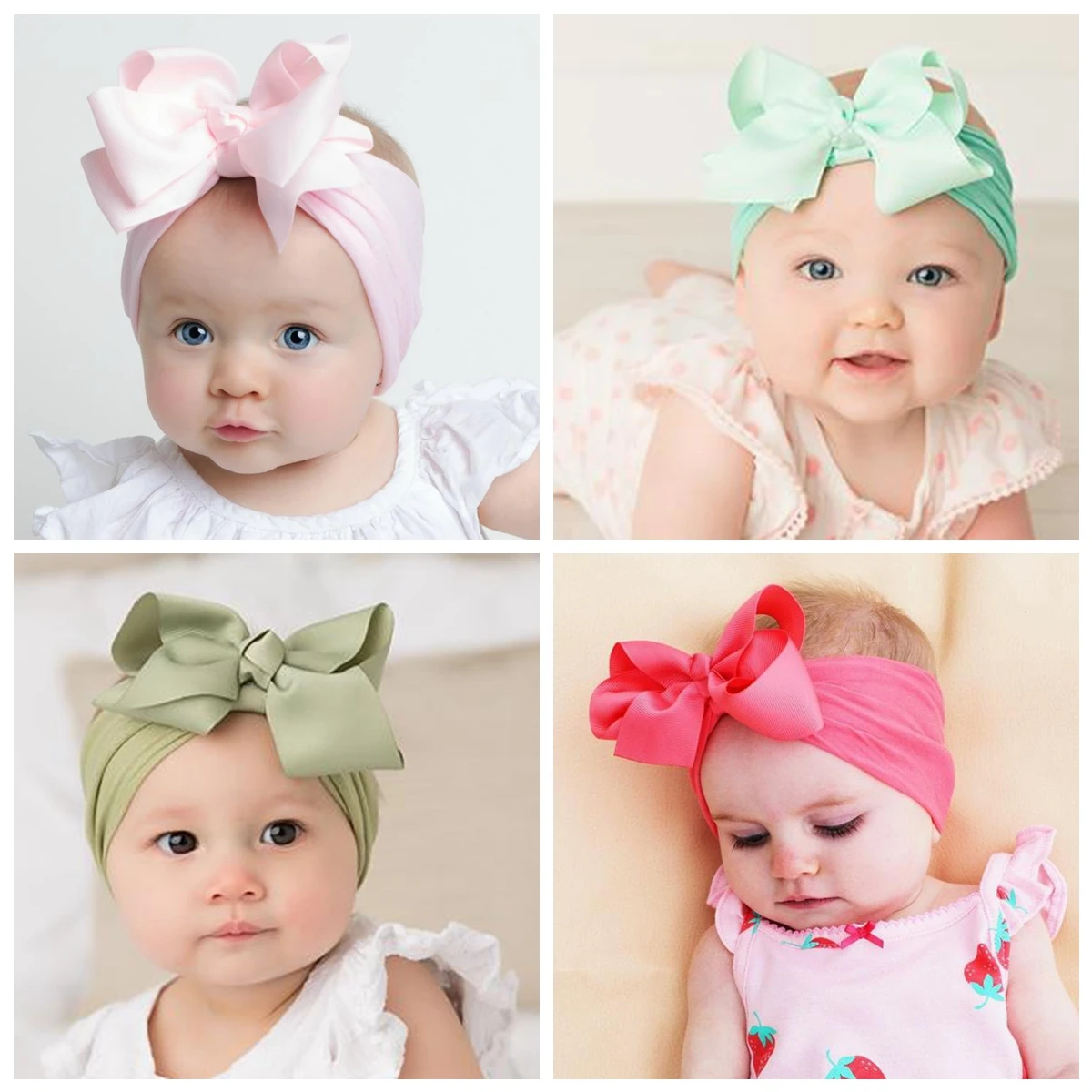 Turbante para recién nacida – Diadema elástica suave con lazo frontal - imagen 5