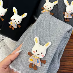 Leggings niña con forro polar y estampado de conejo