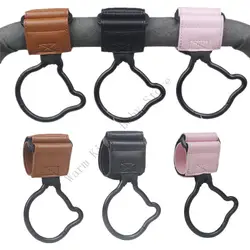 Gancho universal ajustable de cuero PU para cochecito y pañalera