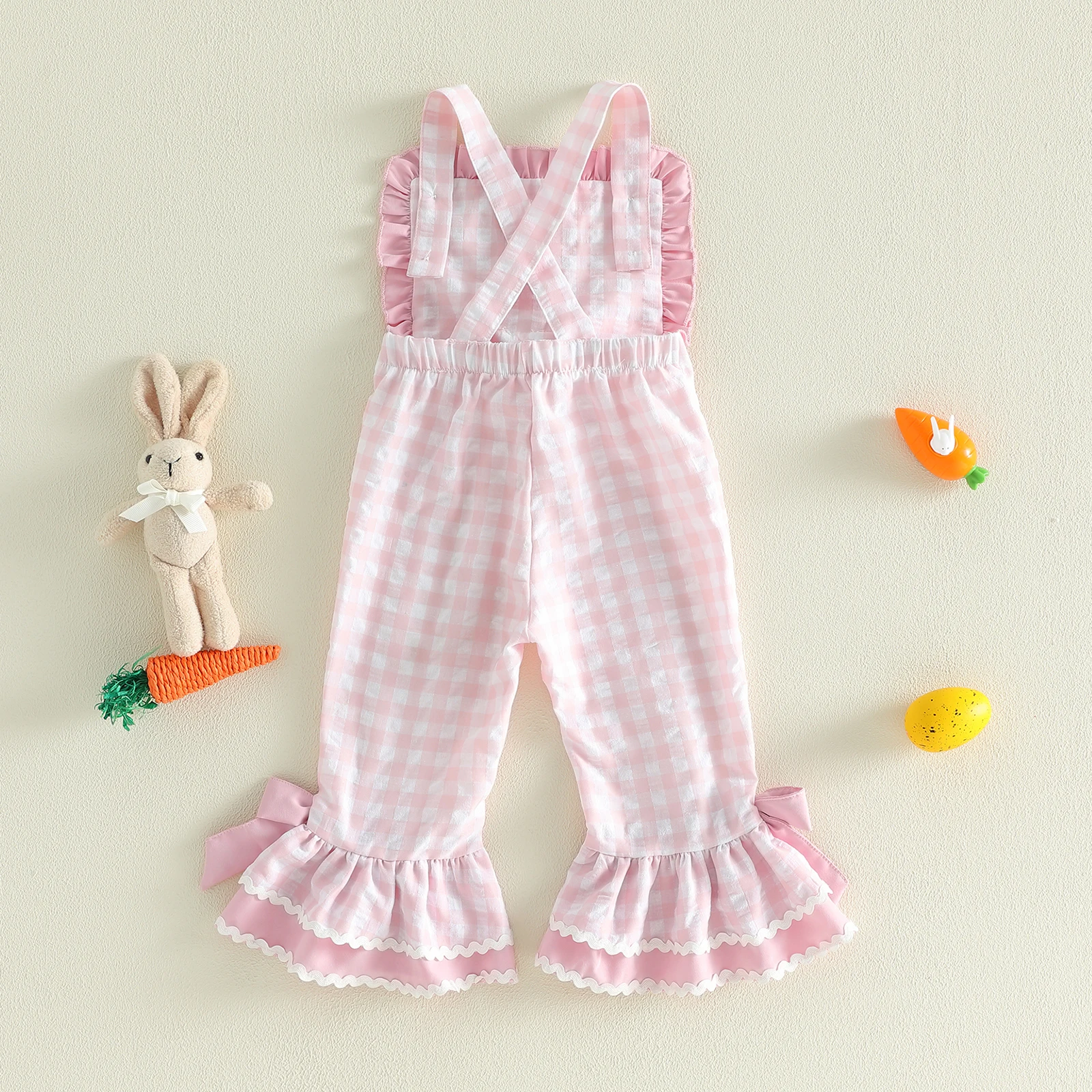 Mono infantil niña Pascua a cuadros con lazos de conejito - imagen 5