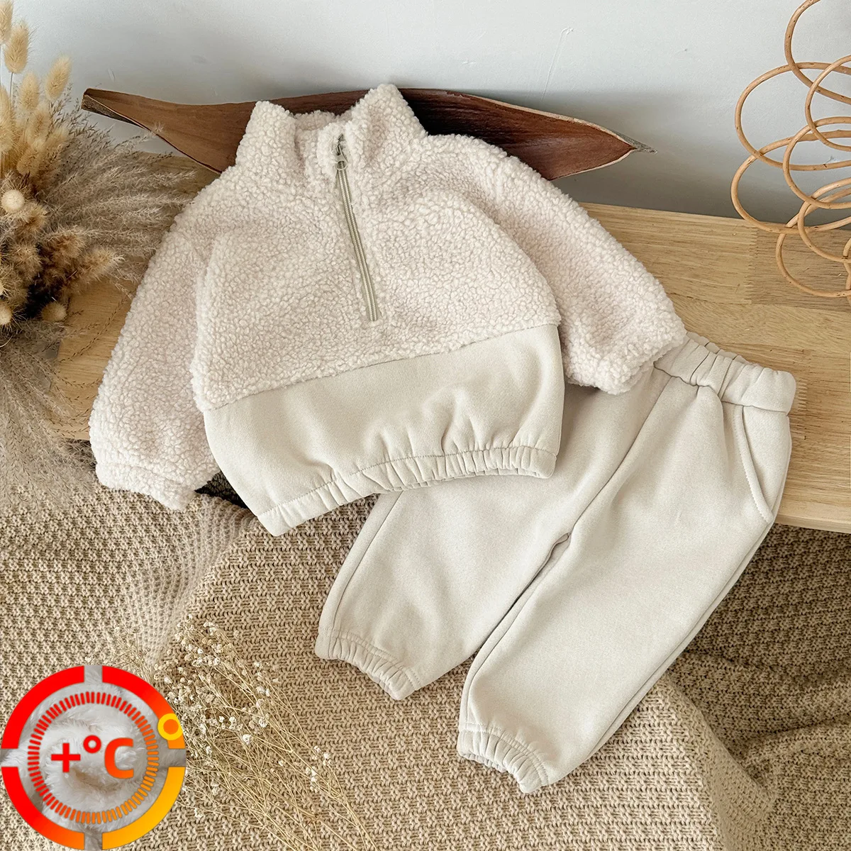 Conjunto de chándal de lana para niños pequeños, térmico - imagen 2