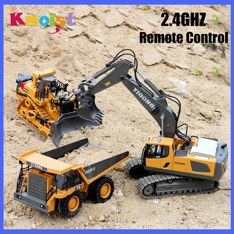 Coche RC con excavadora bulldozer para niños, juguete robusto - imagen 4