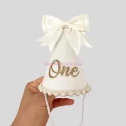 Sombrero bebé para cumpleaños con lazo y tejido suave