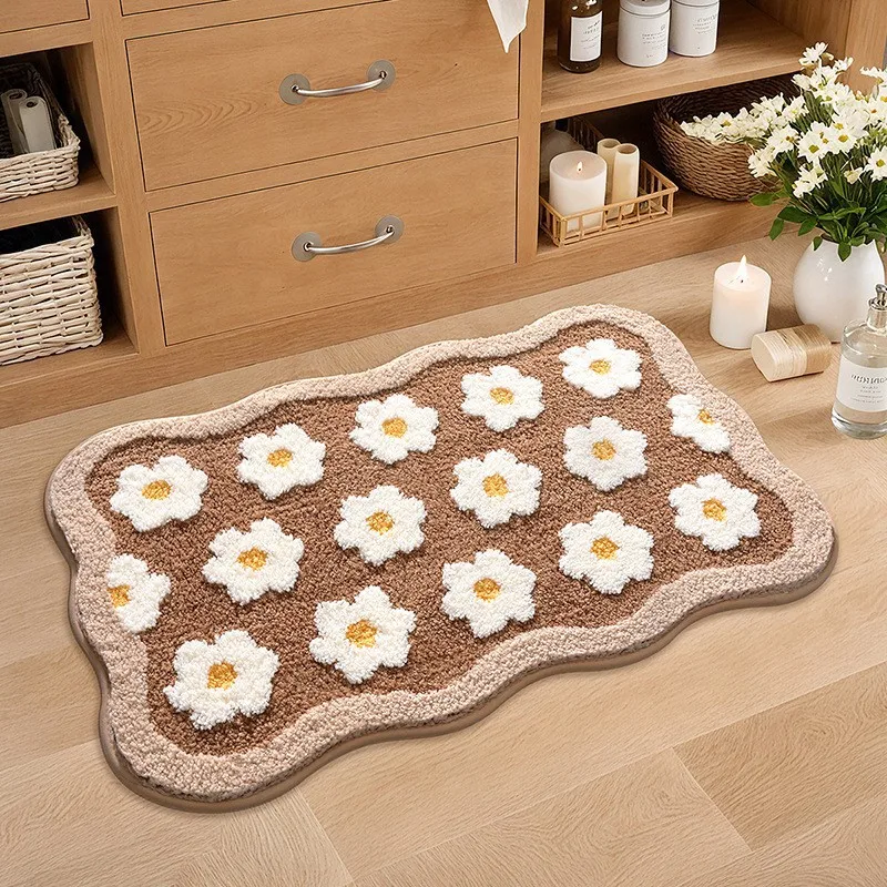 Alfombra de baño floral y antideslizante en el baño