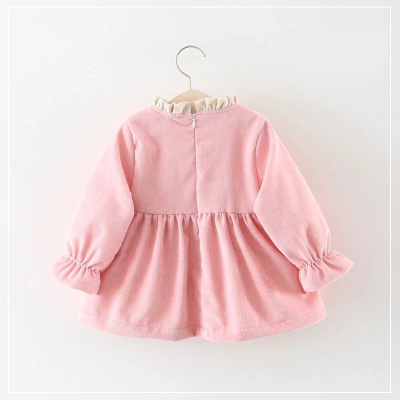 Vestido de lana de manga larga con lazo para niña de otoño - imagen 3