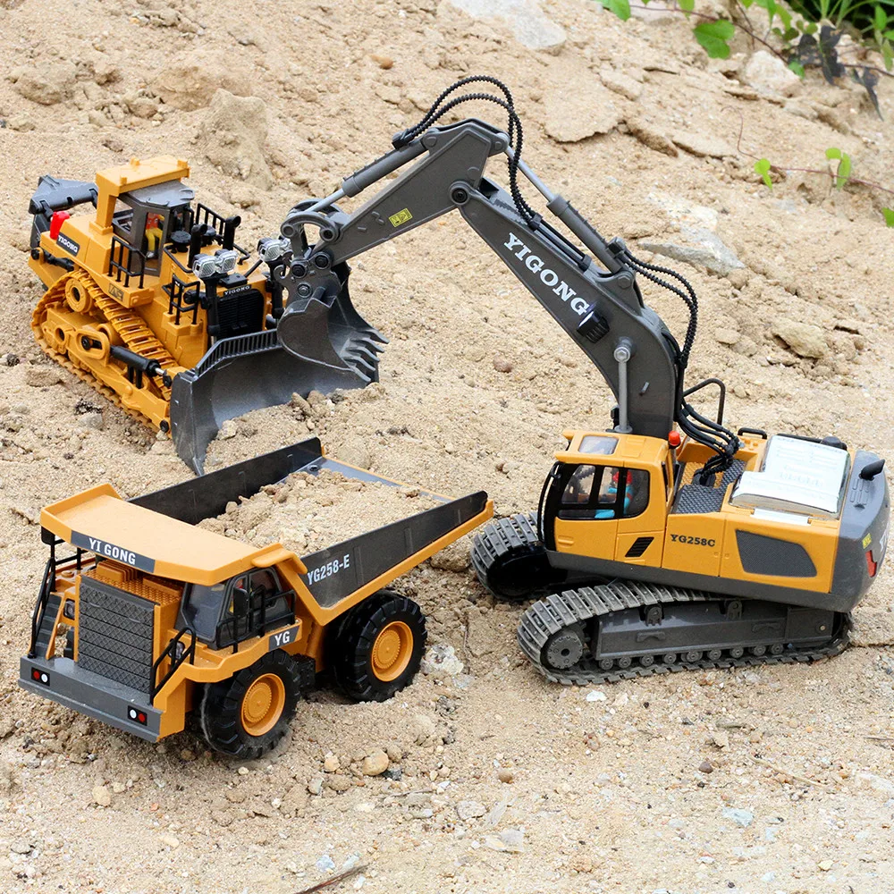 Camión de juguete con control remoto – Excavadora y buldócer para niños - imagen 2