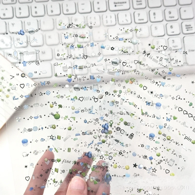 INS Pegatinas troqueladas para diarios – Azul y verde - imagen 2