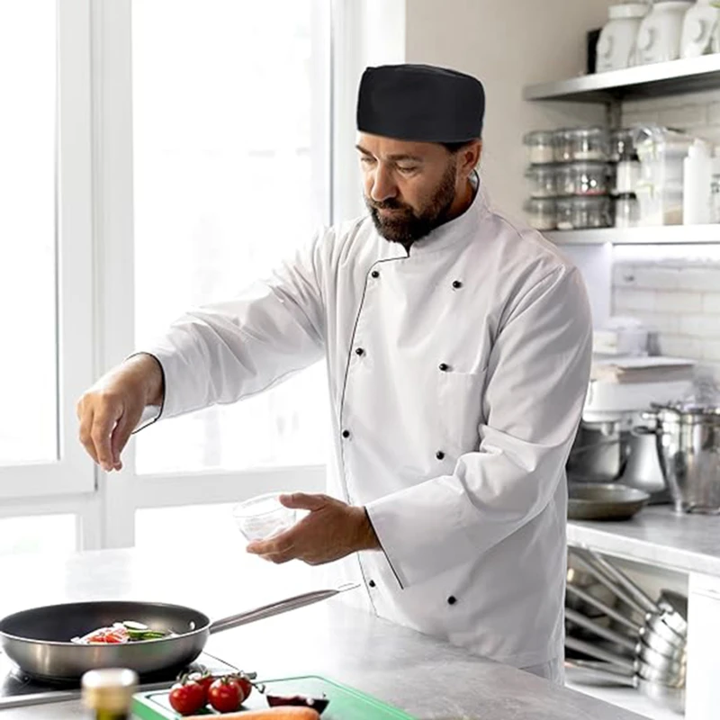 Gorro de chef de malla transpirable en uso