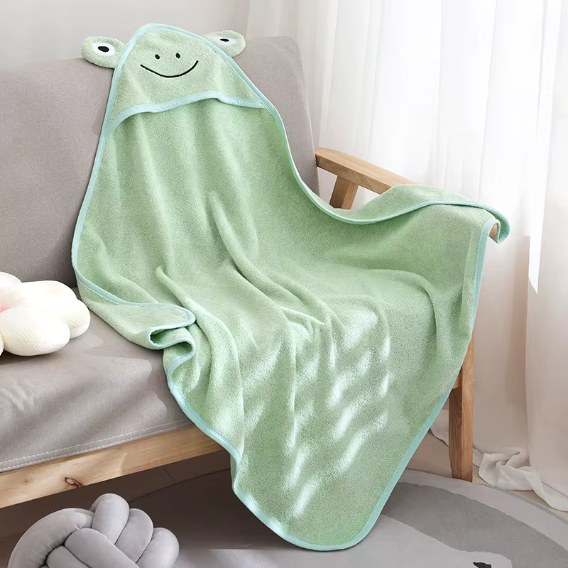 Lindo poncho de baño con capucha felpa antibolitas algodón para bebé - imagen 5