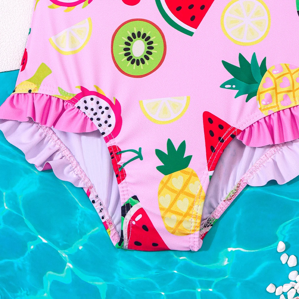 Bañador una pieza niña estampado de frutas con volantes para surf - imagen 2