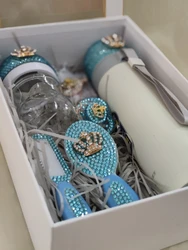 Juego de biberones bebé con diamantes estilo imitación para recuerdo