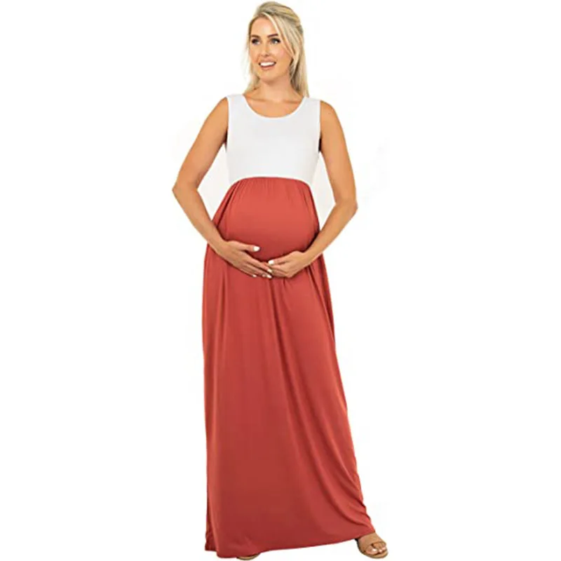 Vestido de lactancia sin mangas suelto para embarazo y posparto cómodo - imagen 3