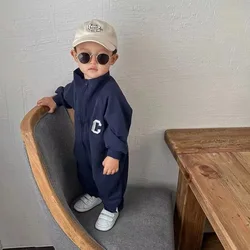 Milangel Pelele niño otoño estampado de letras y cremallera frontal