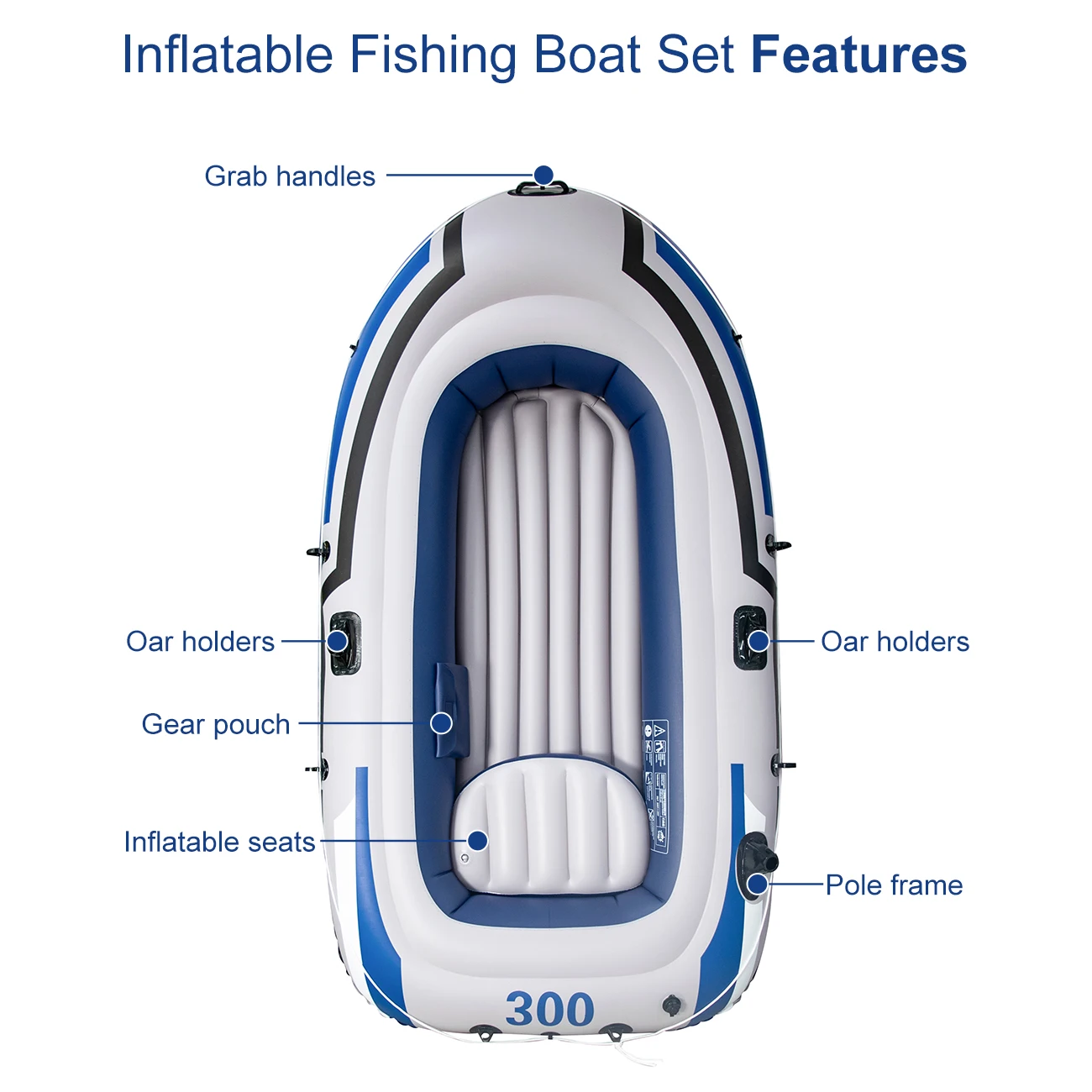Balsa inflable de piscina portátil con bomba manual para lago - imagen 4