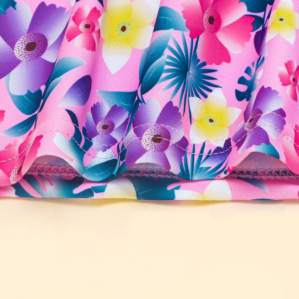 Traje de baño niña floral dos piezas volantes protección solar - imagen 4