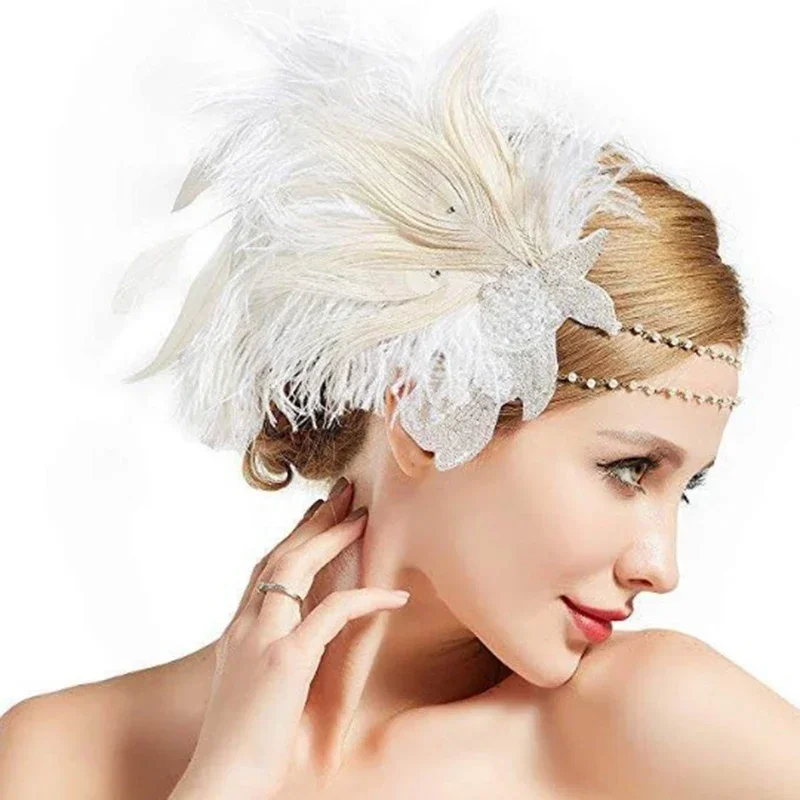 Diadema de plumas estilo Art Déco años 20 - imagen 3