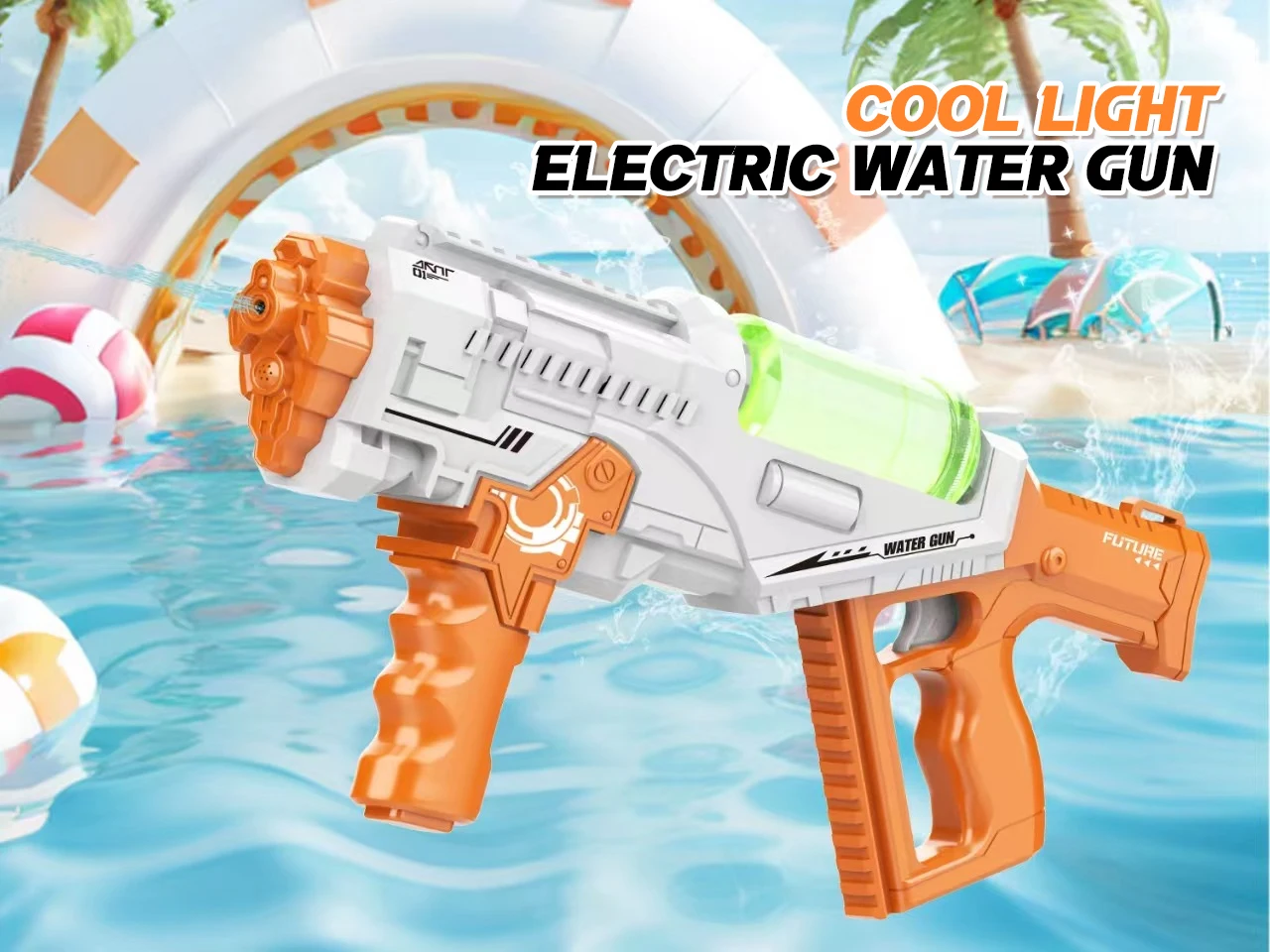 Pistola de agua eléctrica para niños con luz