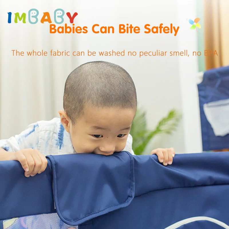 IMBABY parque infantil bebé con barrera de seguridad y baloncesto - imagen 4