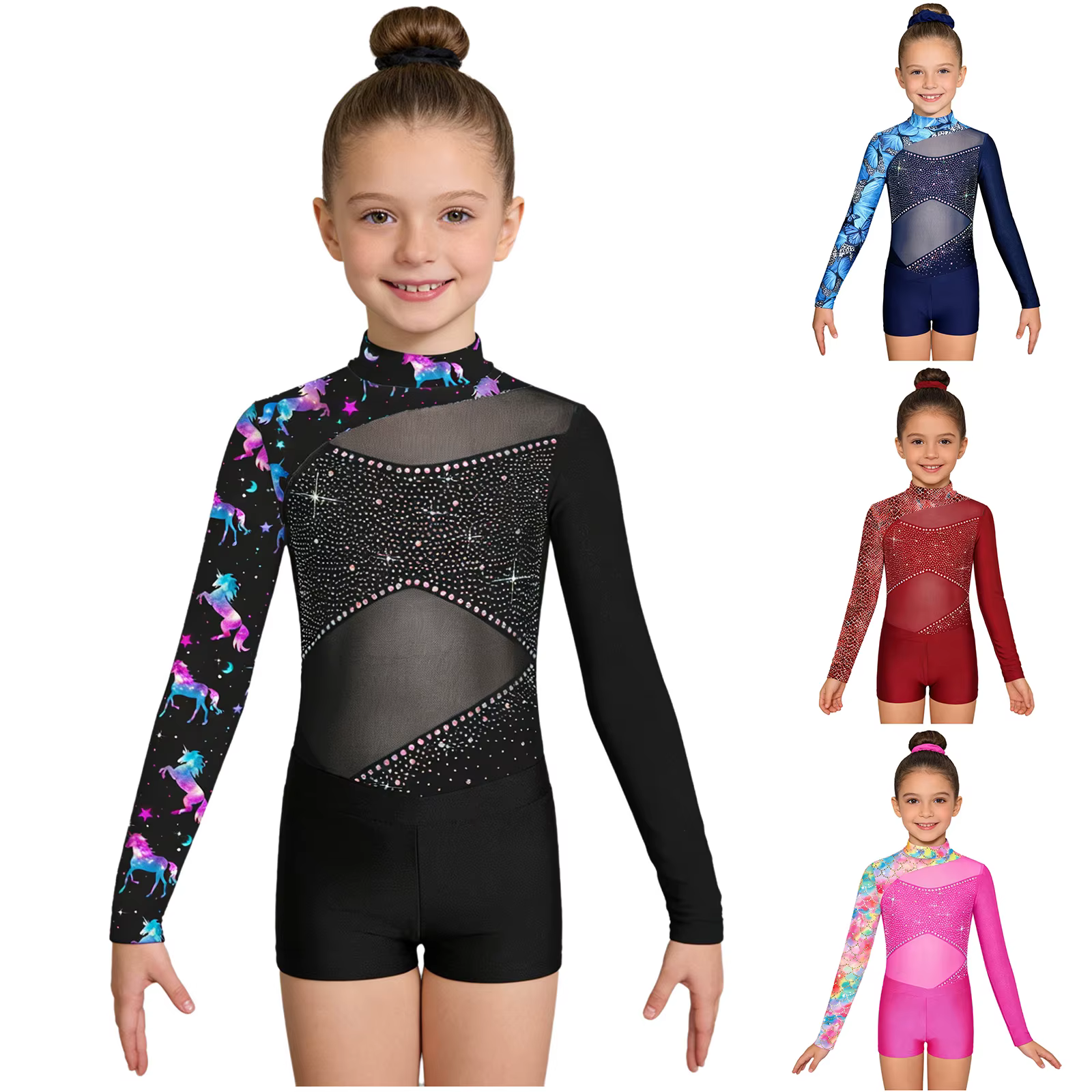 Traje de ballet niña con pedrería y leotardo manga larga - imagen 4