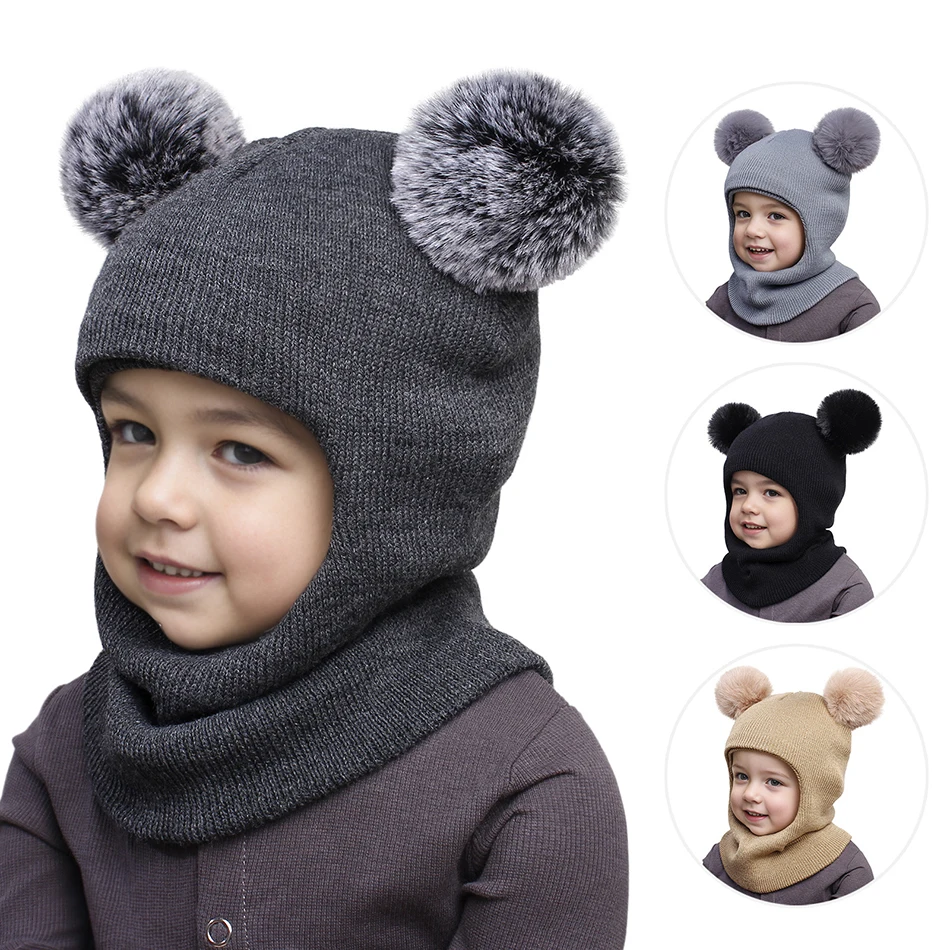 Gorro de punto invierno con protección para los oídos infantil