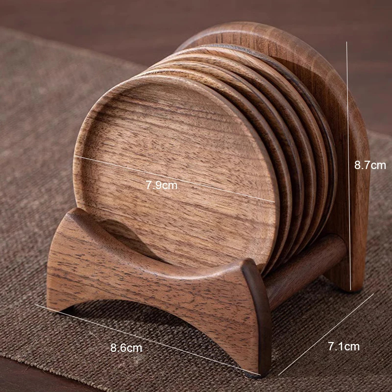 Posavasos de madera con soporte resistentes al calor para mesa