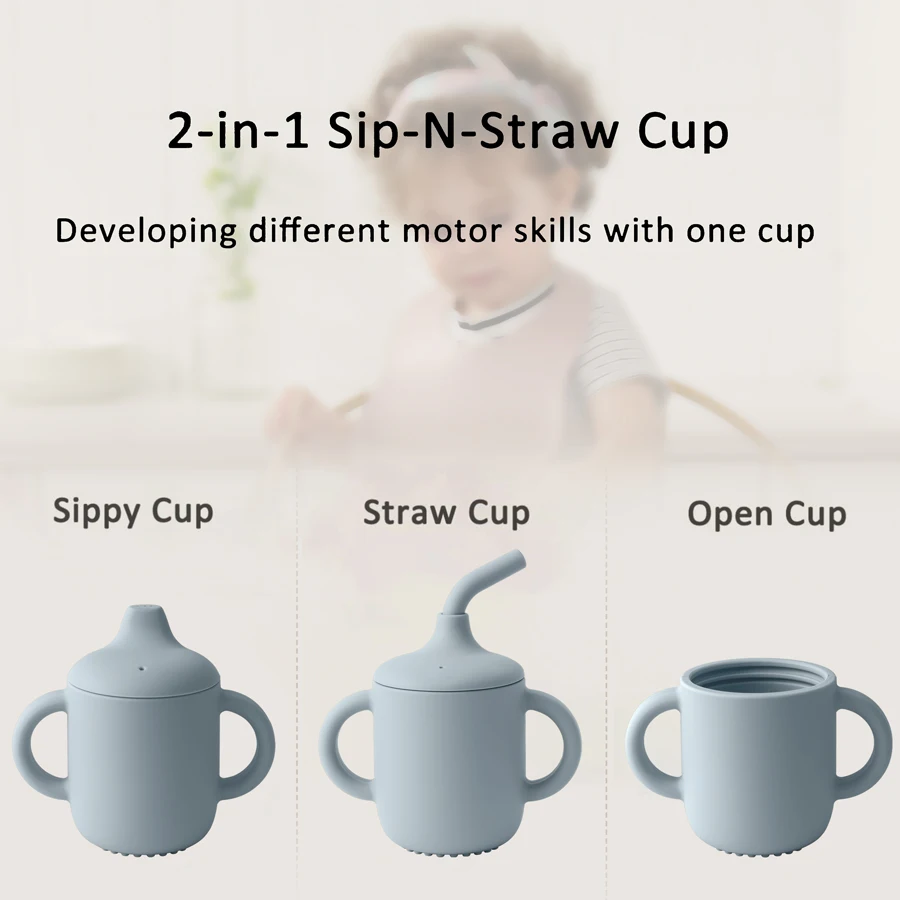 Taza con pajita de silicona sin BPA para niños a prueba de fugas - imagen 3