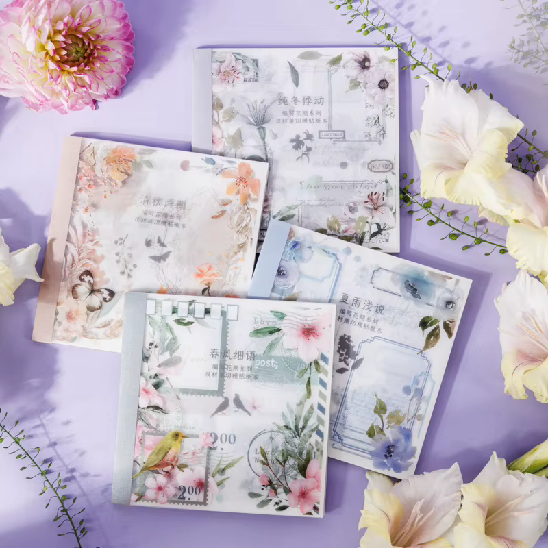Libro de pegatinas florales con cuatro estaciones para manualidades - imagen 5