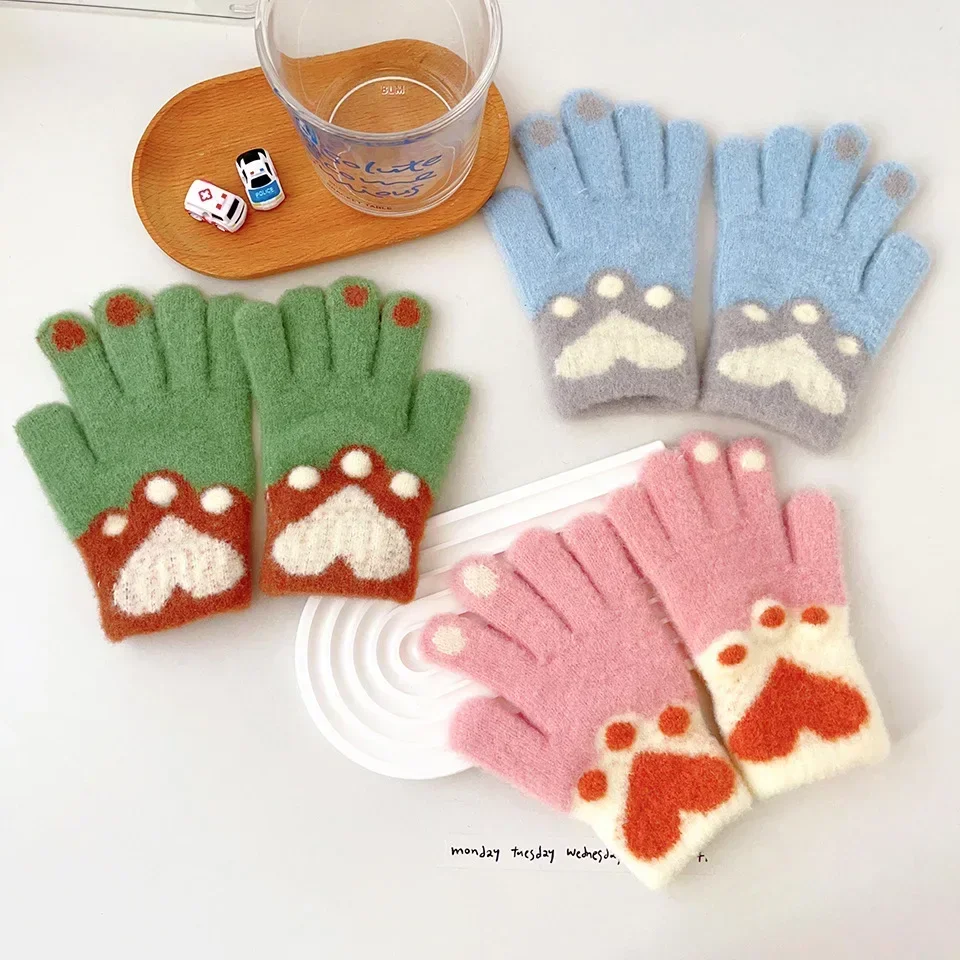 Guantes de punto cálidos estilo corazón para niños – Otoño invierno - imagen 2