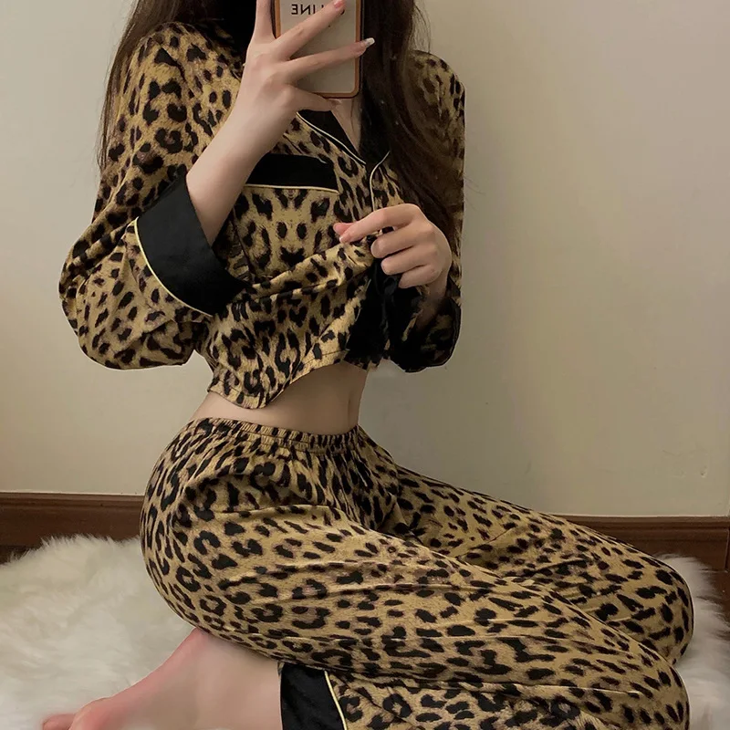 Pijama leopardo de manga larga para chica adolescente entretiempo - imagen 2