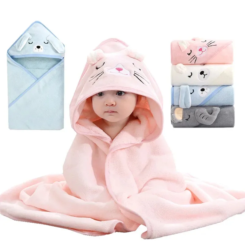 Manta bebé con capucha de lana Coral, albornoz infantil - imagen 2