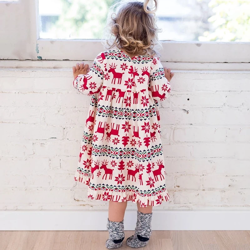 Vestido de algodón elástico para niñas – Manga larga con conejo azul - imagen 5