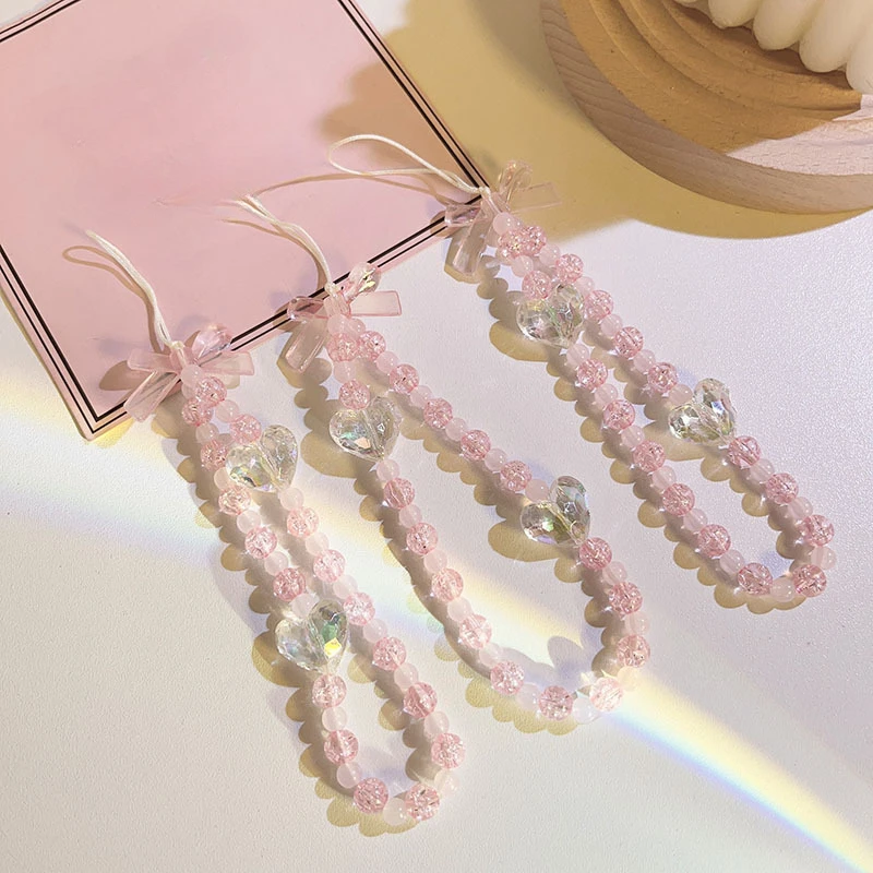 Cadena para móvil con cuentas corazón niña – Cordón joya - imagen 2