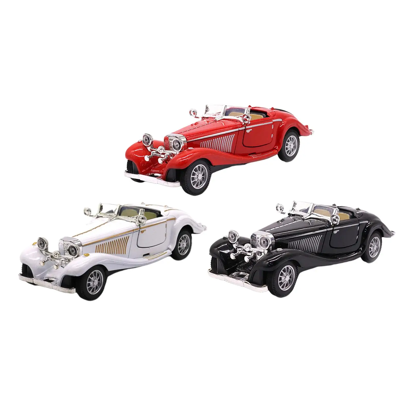 Coche clásico de metal con puertas y retroceso para decoración