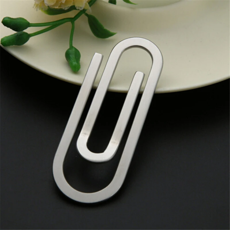 Pinza para billetes y tarjetas de acero inoxidable plateada - imagen 3