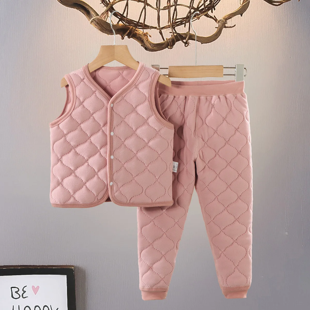 Conjunto térmico invierno algodón niños chaleco acolchado y pantalones
