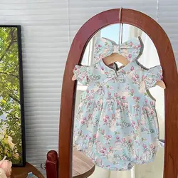 Mameluco fino de bebé sin mangas estilo princesa para verano