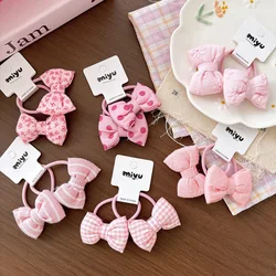 Lazos para el pelo de bebé rosa con gomita elástica primavera-verano