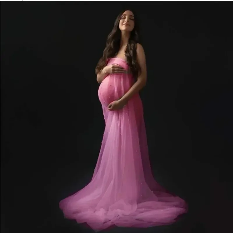 Vestido de maternidad sin tirantes tul para fotos - imagen 2