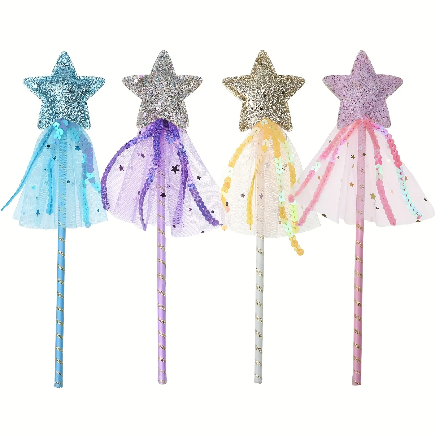 Varita mágica infantil de hada con estrellas y purpurina para niña - imagen 2